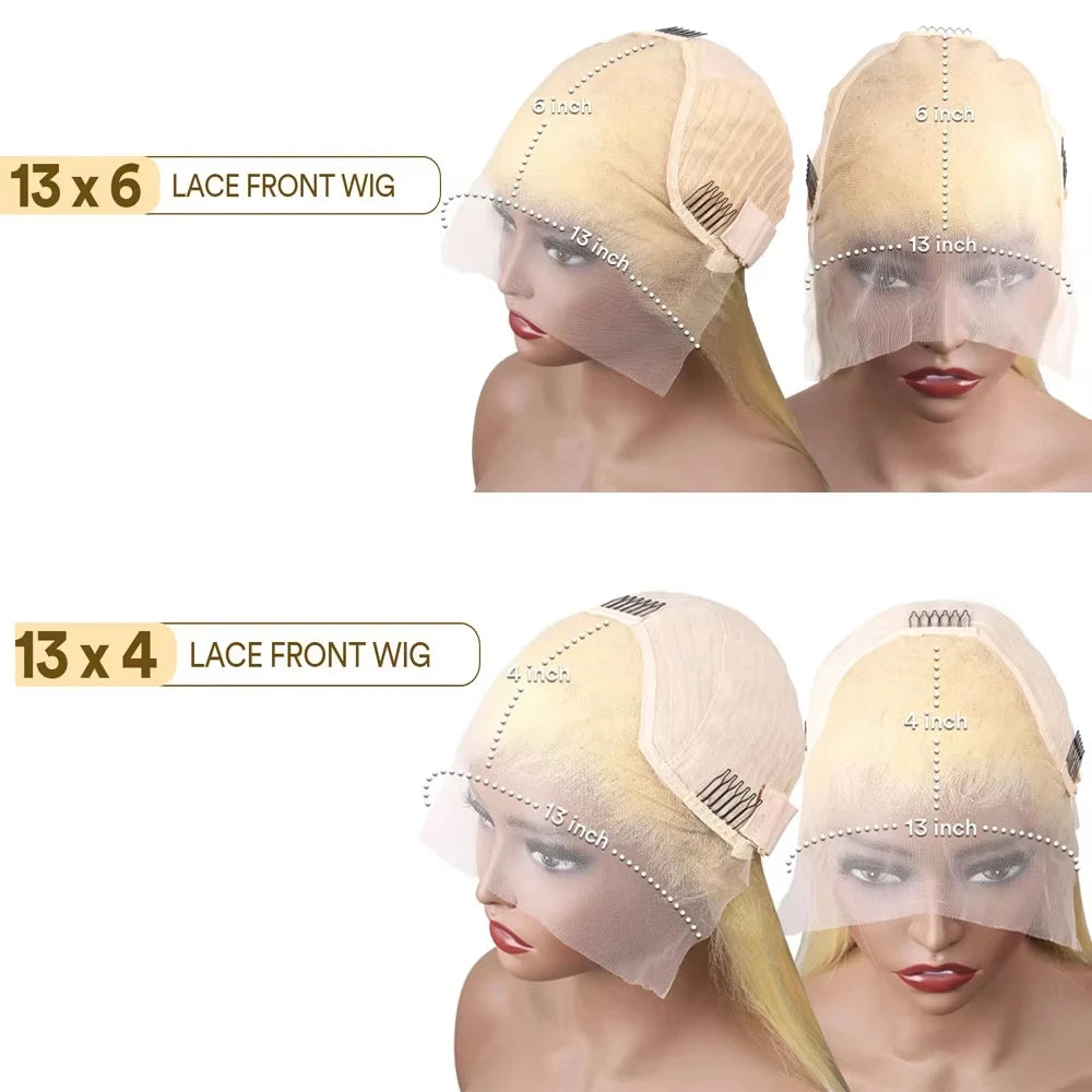 13x4 Lace Front Wig 613 Blond Body Wave Brazilian Human Hair 220 Density Pre- Plucked