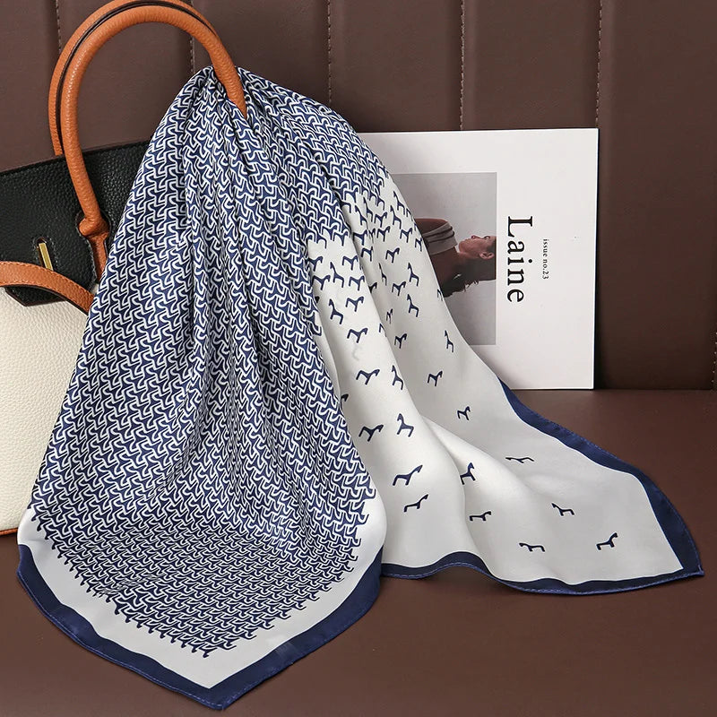 Luxury Print Satin Silk Square Scarf for Women Hijab Shawl & Elegant Wrap Accessory