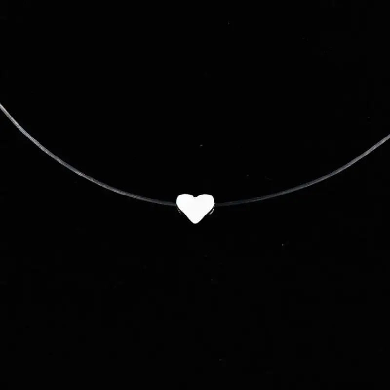 Crystal Zircon Water Drop Pendant Necklace - Invisible Chain Choker for Women