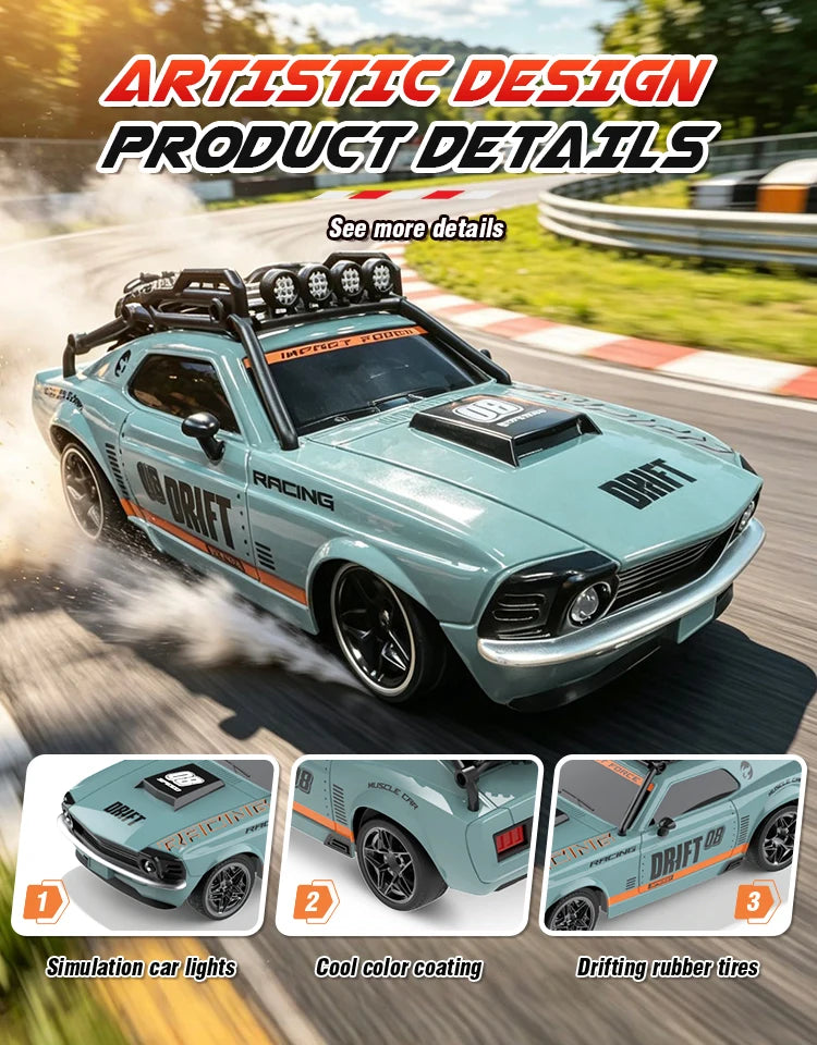 2026 RC Car 1/18 Scale Retro Remote Control Car with Light