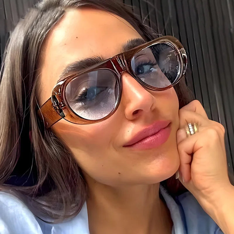 Oval Oversized Sunglasses Women Men - Colorful Frame Outdoor Eyewear UV400