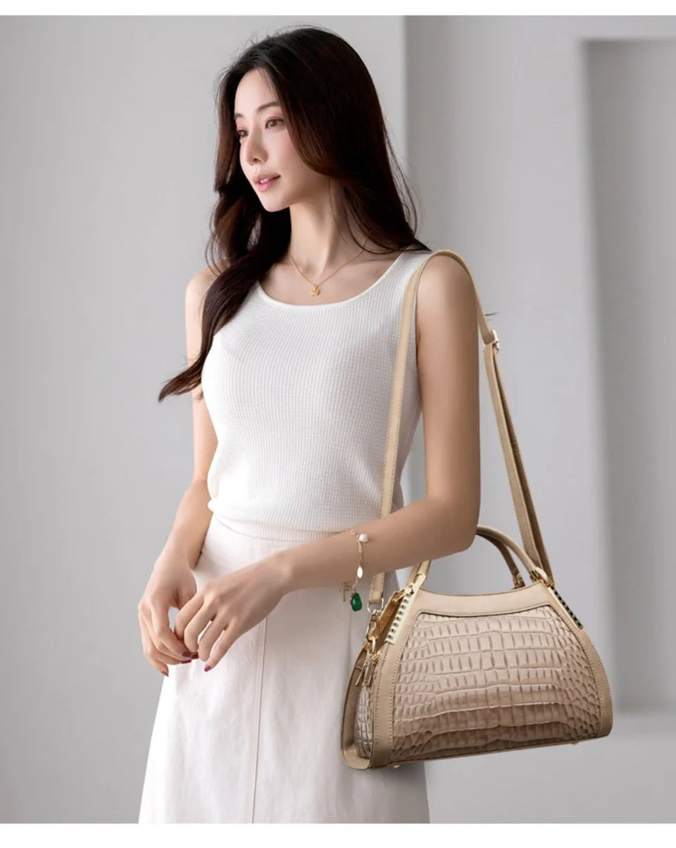Luxury Alligator Patent Leather Crossbody Hobo Bag