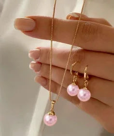 Pearl Pendant Necklace Set for Women - 3 Pcs Rhinestone Earring & Necklace Jewelry Gift Set
