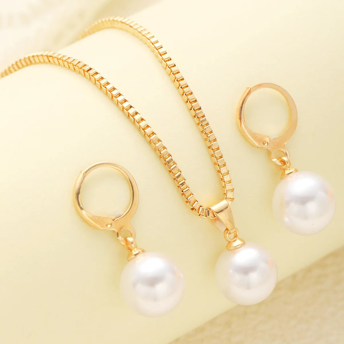 Pearl Pendant Necklace Set for Women - 3 Pcs Rhinestone Earring & Necklace Jewelry Gift Set