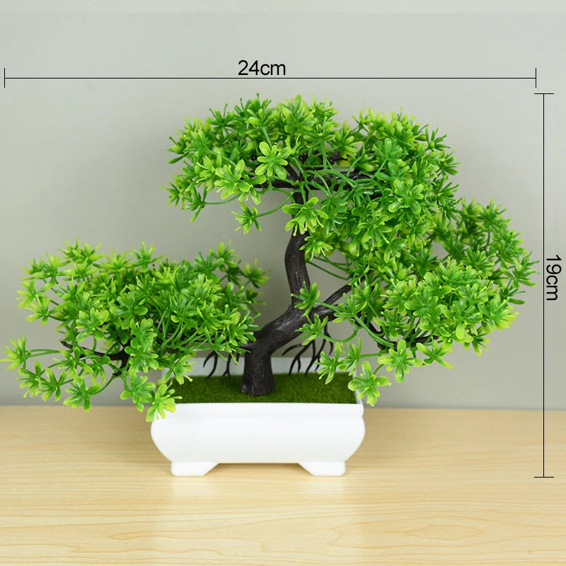 Artificial Bonsai Tree with Flower-Fake Potted Plant for Home Room & Garden Decoration