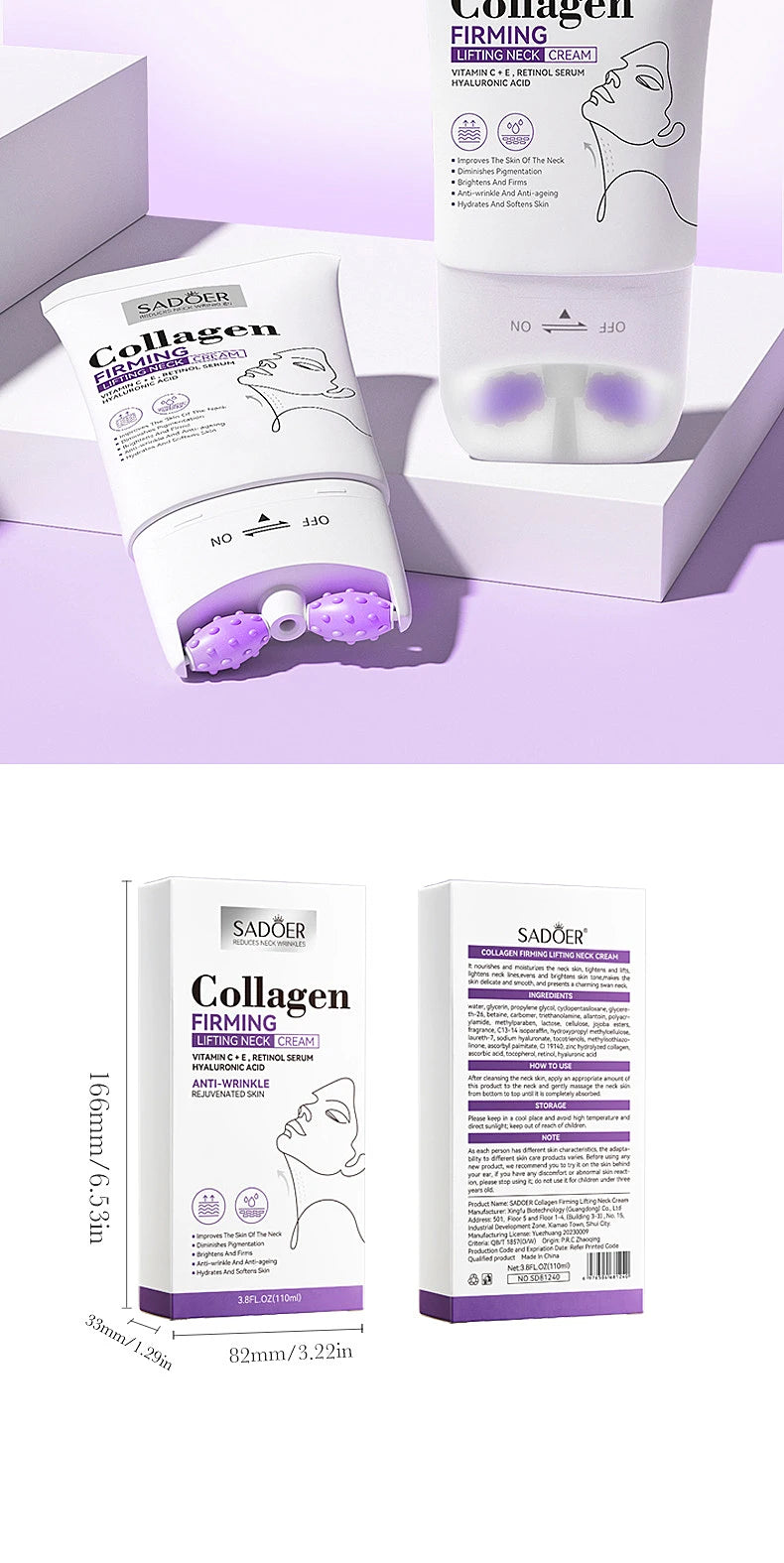Collagen neck cream face lifting and firming eliminate neck wrinkles moisturizing neck cream fine line moisturizing cream