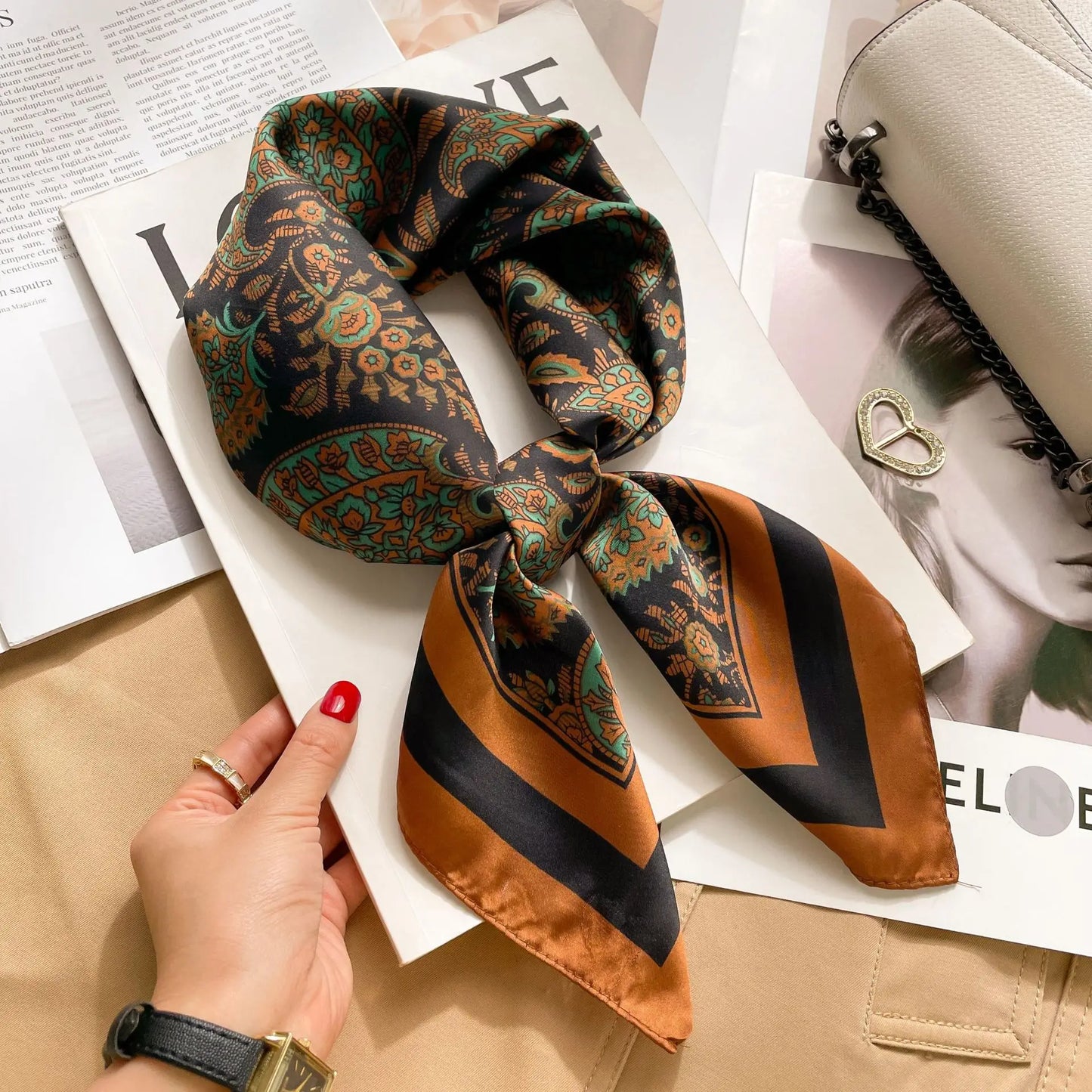 Luxury Silk Feeling Neckerchief for Women Designer Style Neck Wrap & Hair Accessory