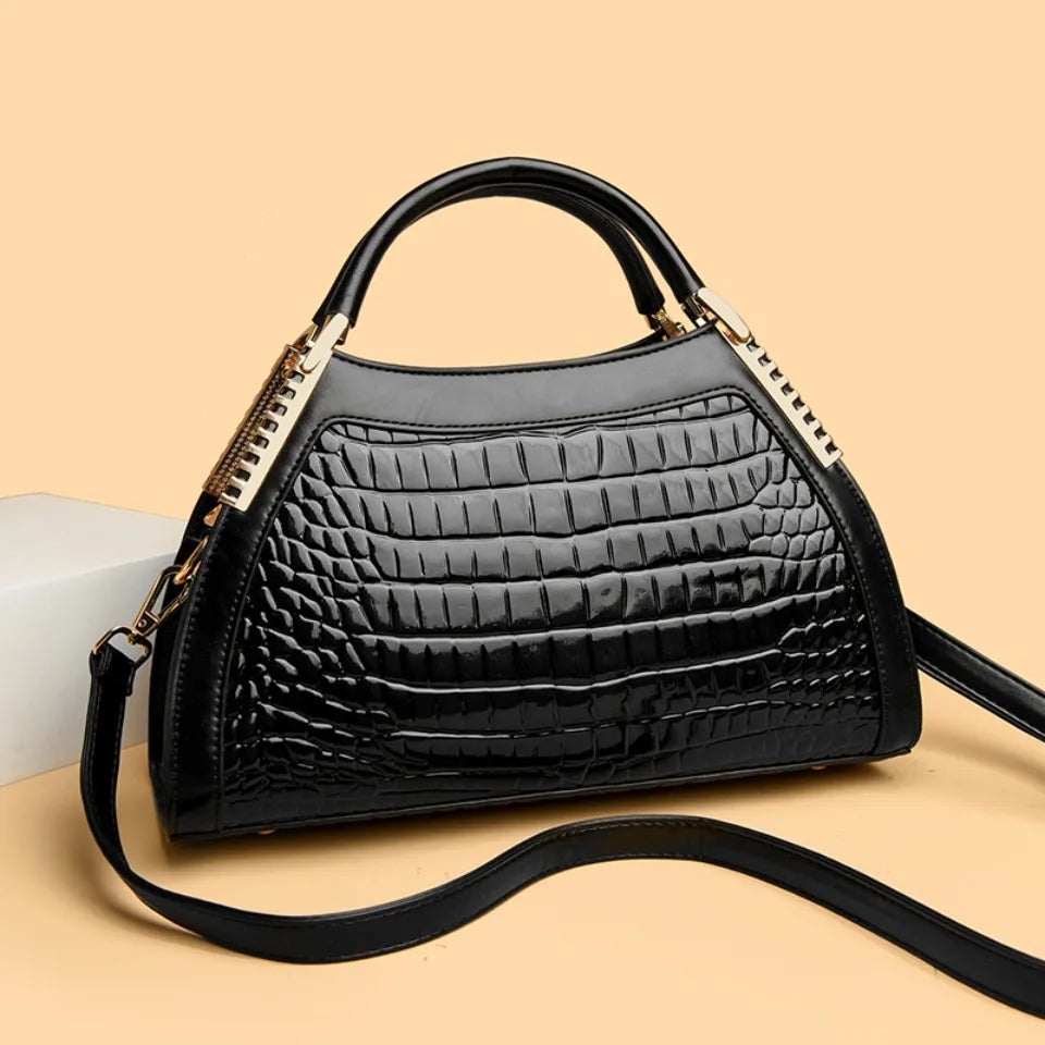 Luxury Alligator Patent Leather Crossbody Hobo Bag