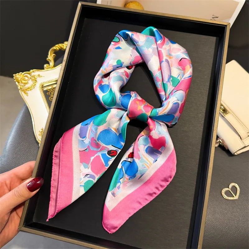 Bohemian Luxury Silk Square Scarf for Women Designer Print Shawl & Versatile Wrap