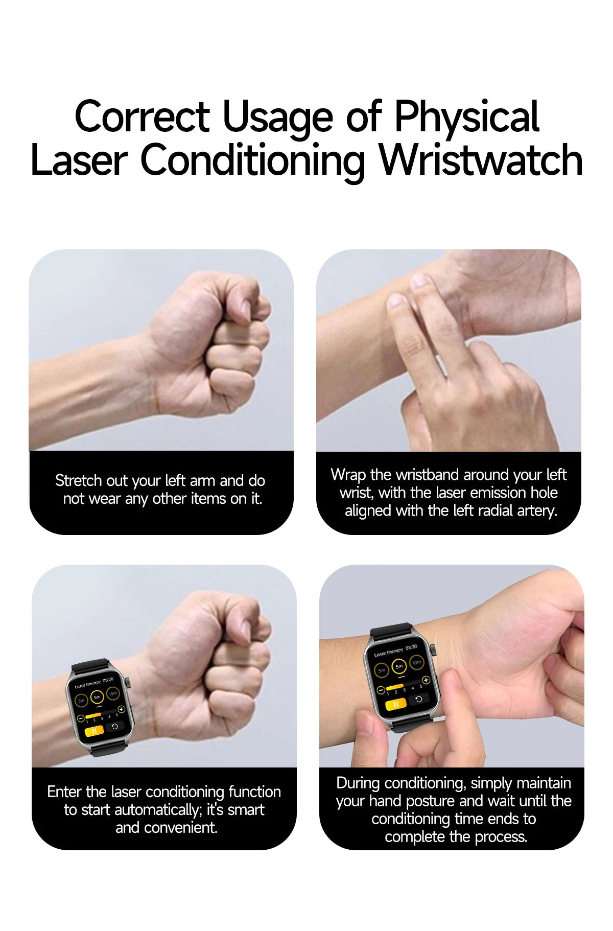 2025 Nursing Grade Laser Therapy Smartwatch- ECG PPG Blood Pressure Uric Acid Monitor