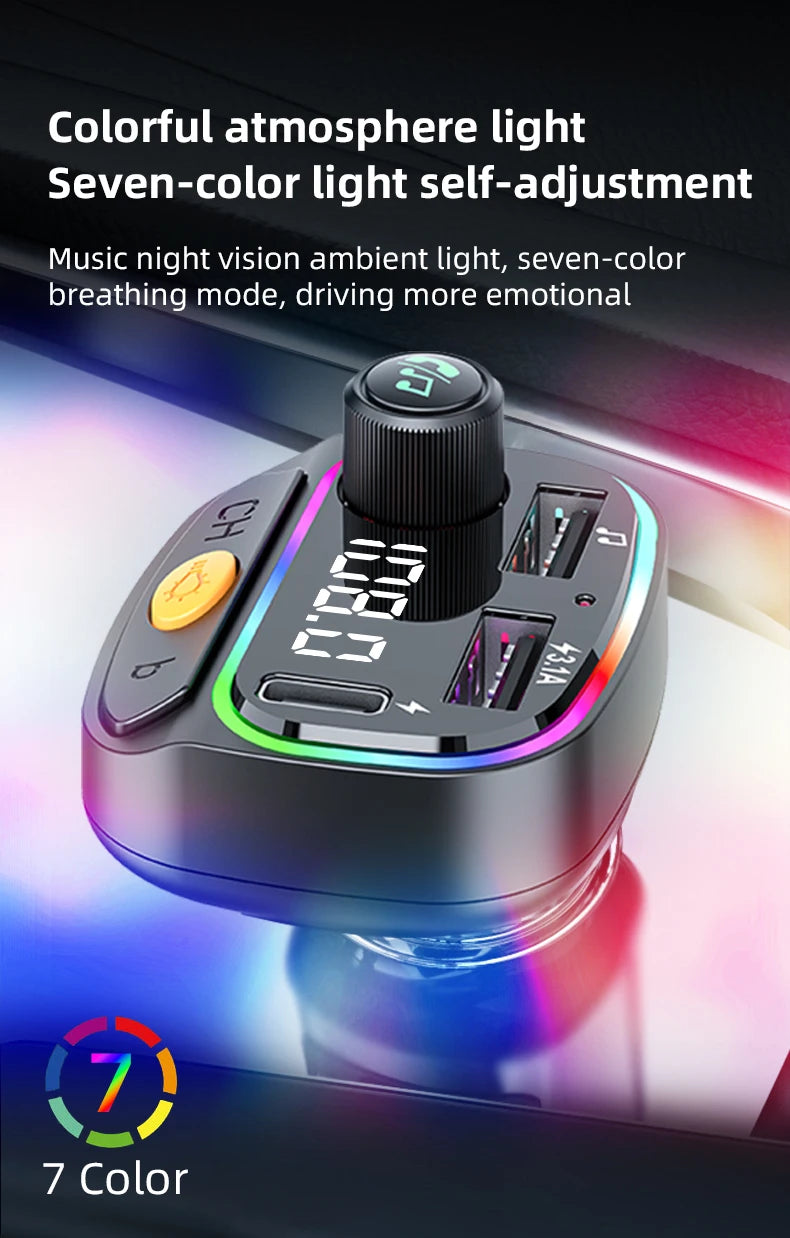 Car Bluetooth 5.3 M Transmitter - Wireless MP3 Player with Type - C Quick Charge Adapter