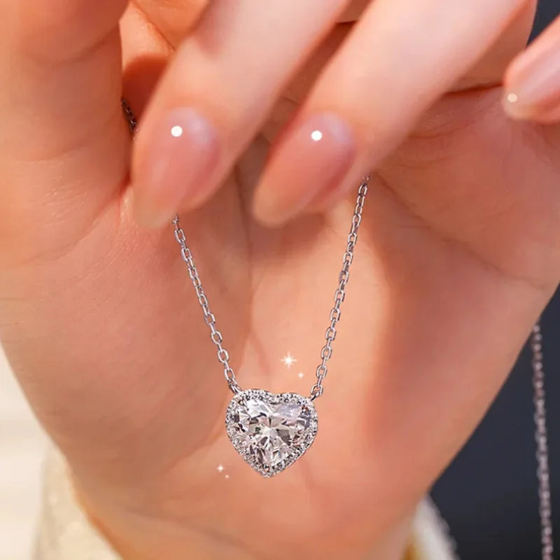 925 Sterling Silver VVSI Moissanite Crown Pendant Necklace GRA Certified