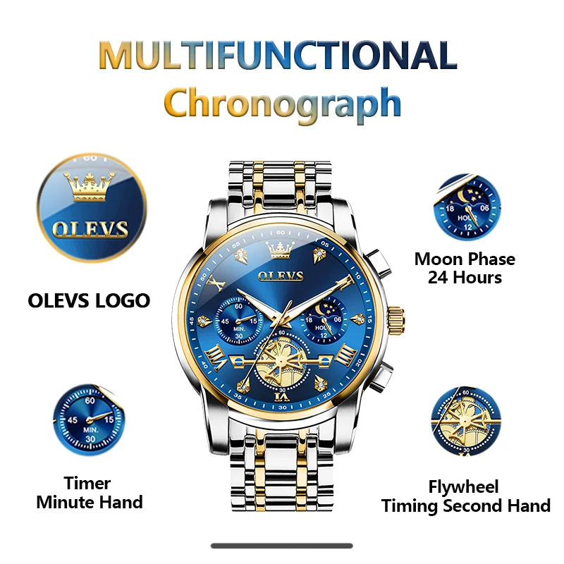 OLEVS Men's Classic Multifunctional Flywheel Automatic Watch -elegant & Precise