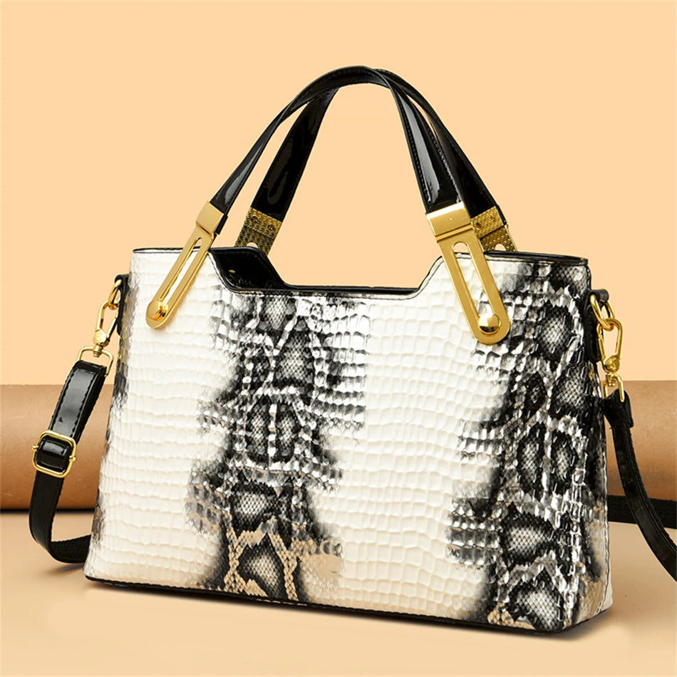 Fashion Trend Noble Women Handbag Python Pattern Luxury Ladies Party Handbag