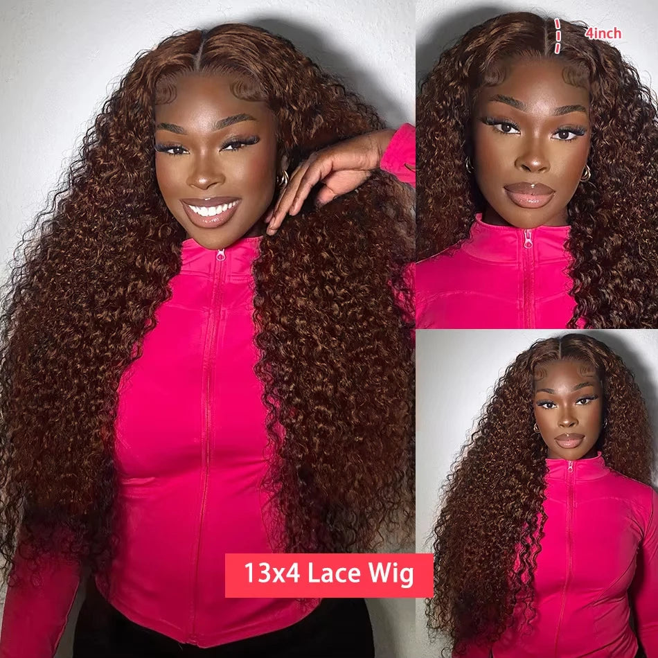 Chocolate Brown Deep Wave Lace Front Wig- 13x6 Frontal & 4x4 Closure 20-40 Inch