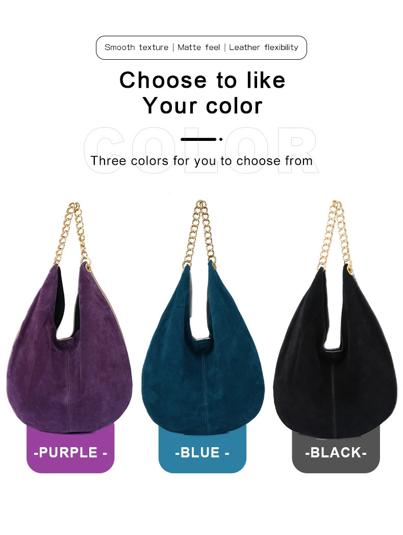 Women's Genuine Leather Chain Bag - Large Capacity Cowhide Shoulder Bag