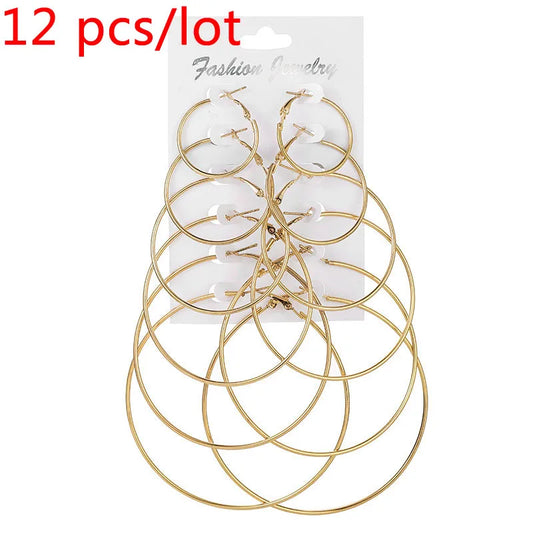 Gold hoop Earrings Set for Women (12pcs)