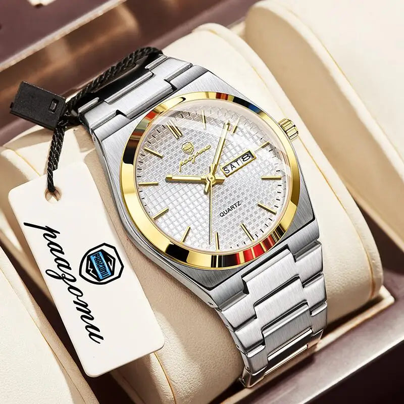 PAAZOMU Luxury Men's Chronograph Watch - Luminous, Waterproof, Dat Display