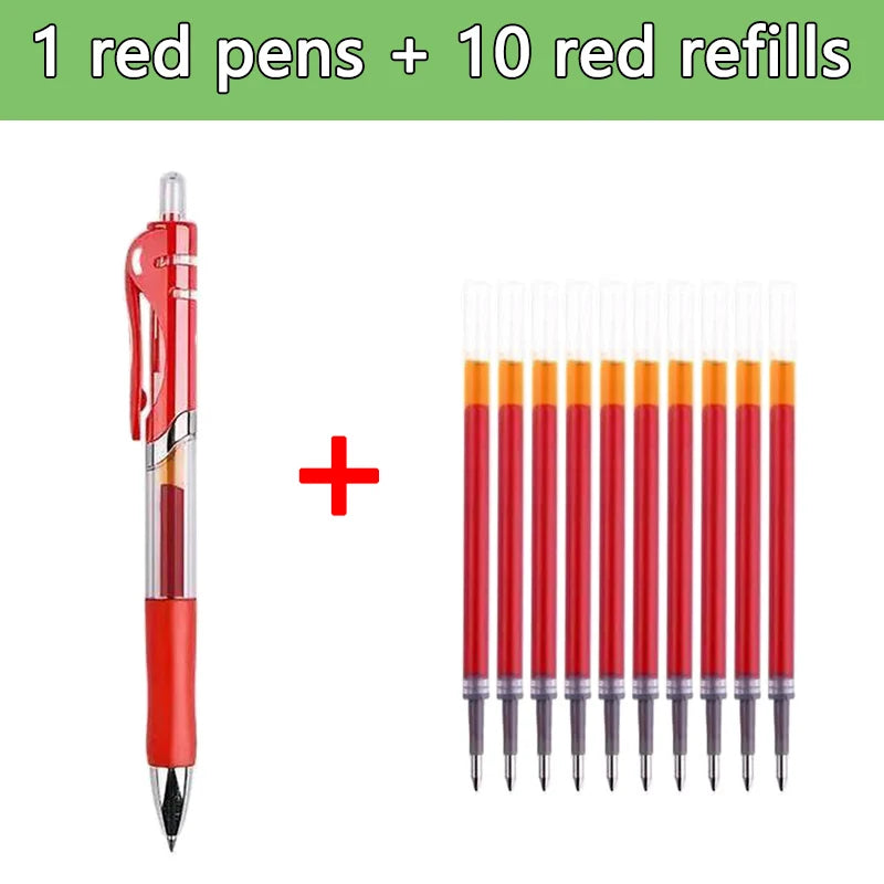 Glen Pens Set - Black Blue Red Refill Bullet Tip 0.5mm Smooth Writing Pens