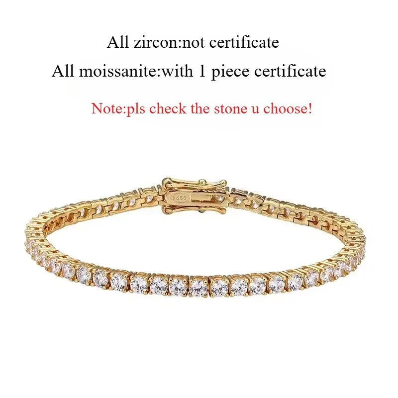 Smyoue 18k Gold Plated Moissanite Tennis Bracelet 925 Sterling Silver 3/4/5mm Women & Men