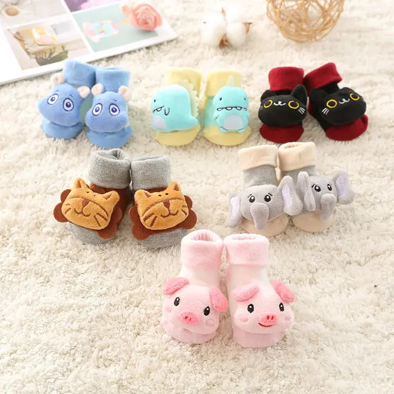 3D Cartoon Animal Baby with Bells - Non - Stop Cotton