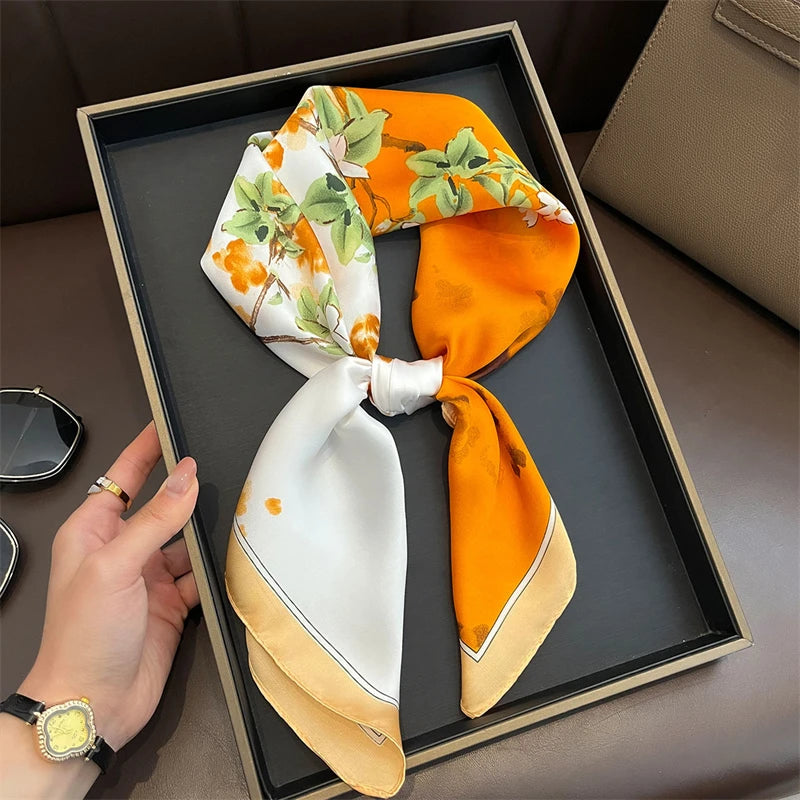 Bohemian Luxury Silk Square Scarf for Women Designer Print Shawl & Versatile Wrap