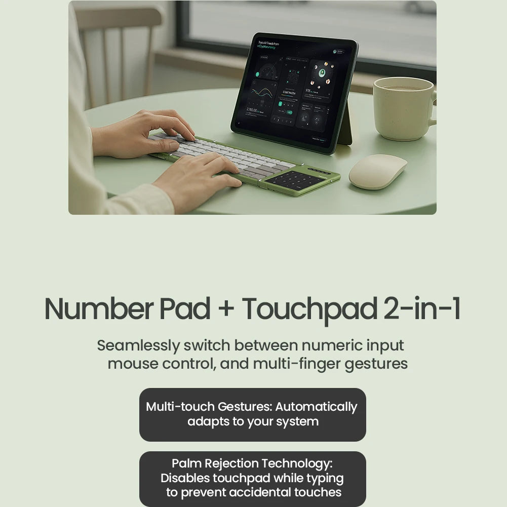 NILLKIN Foldable Bluetooth Keyboard with Touchpad - Rechargeable Wireless for iOS Android Windows