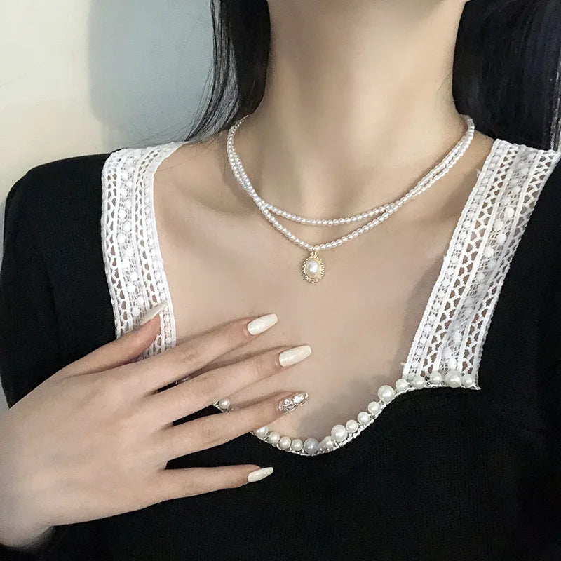 Crystal Zircon Water Drop Pendant Necklace - Invisible Chain Choker for Women