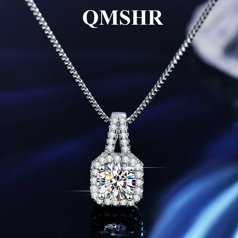 925 Sterling Silver VVSI Moissanite Crown Pendant Necklace GRA Certified