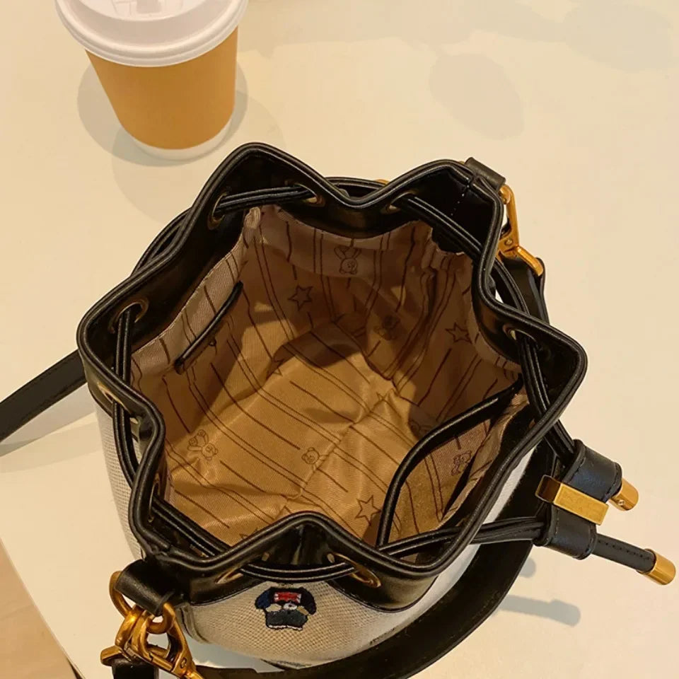 Luxury Drawstring Bucket Bag Large Capacity Women's Crossbody Shoulder Bag