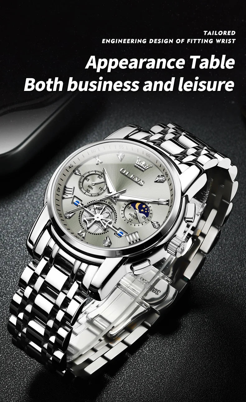 OLEVS Men's Classic Multifunctional Flywheel Automatic Watch -elegant & Precise