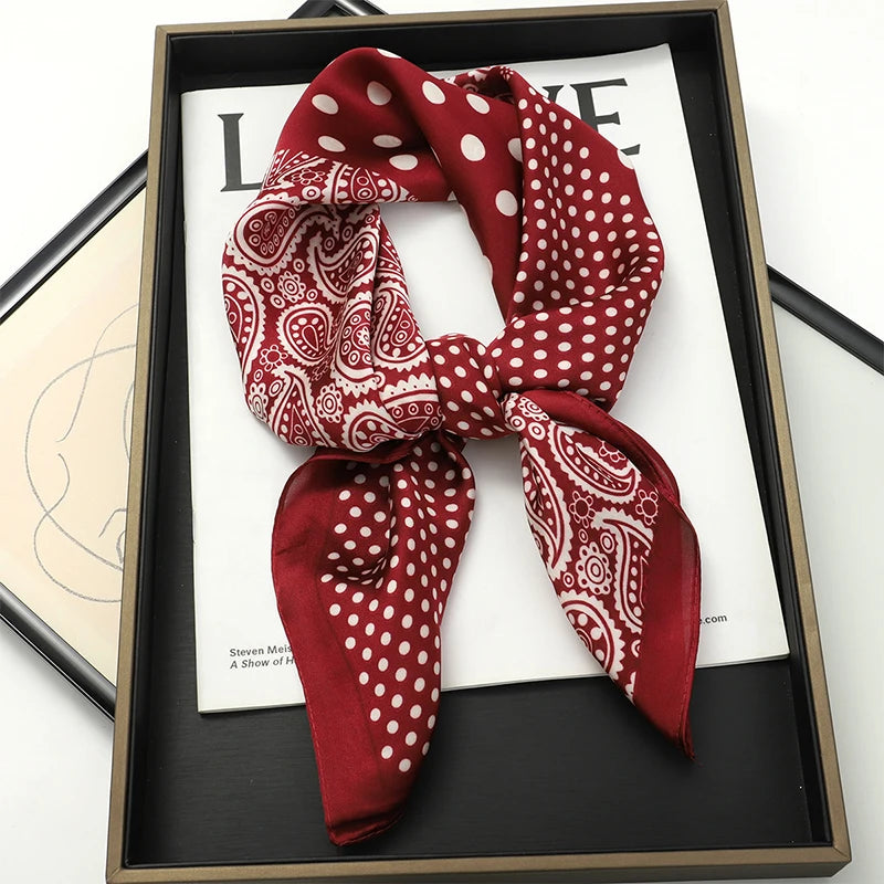 Luxury Print Satin Silk Square Scarf for Women Hijab Shawl & Elegant Wrap Accessory