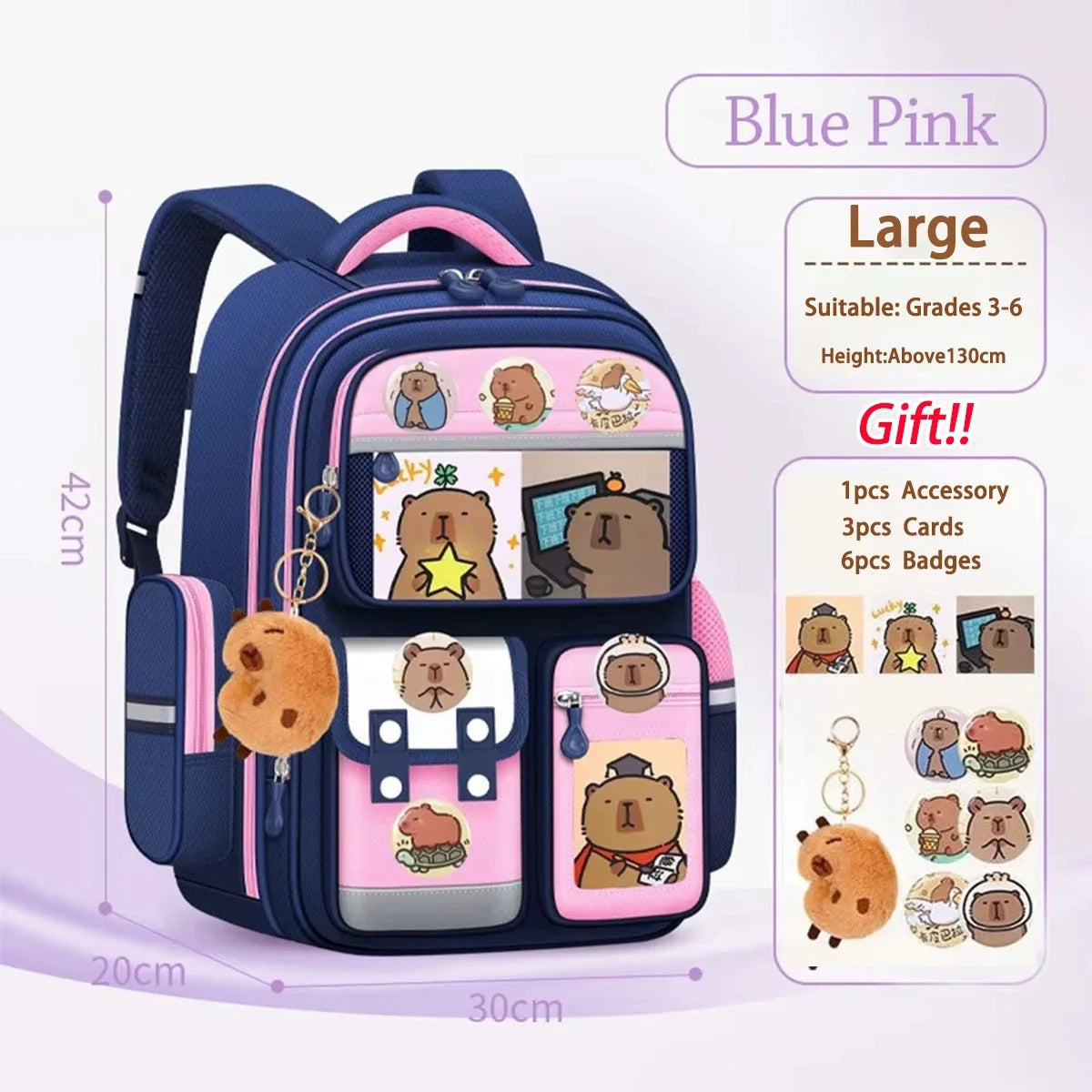 Capybara School Bag -Waterproof Backpack for Kids & Students