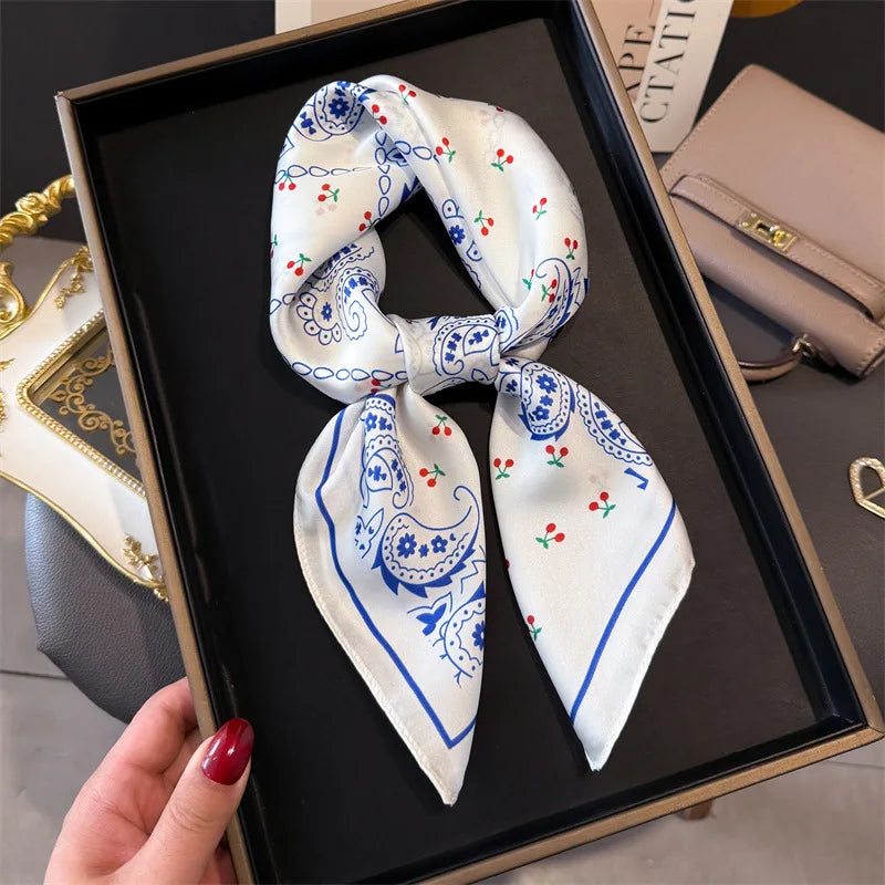 Bohemian Luxury Silk Square Scarf for Women Designer Print Shawl & Versatile Wrap