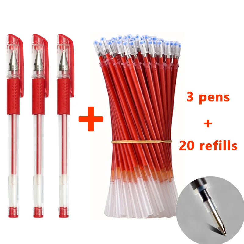 Glen Pens Set - Black Blue Red Refill Bullet Tip 0.5mm Smooth Writing Pens