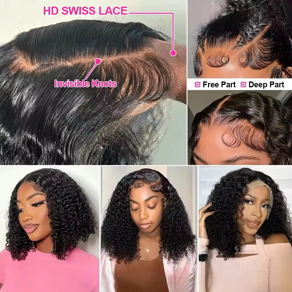 Kinky Curly Bob Wig-13x4 Lace Front Human Wig for Women