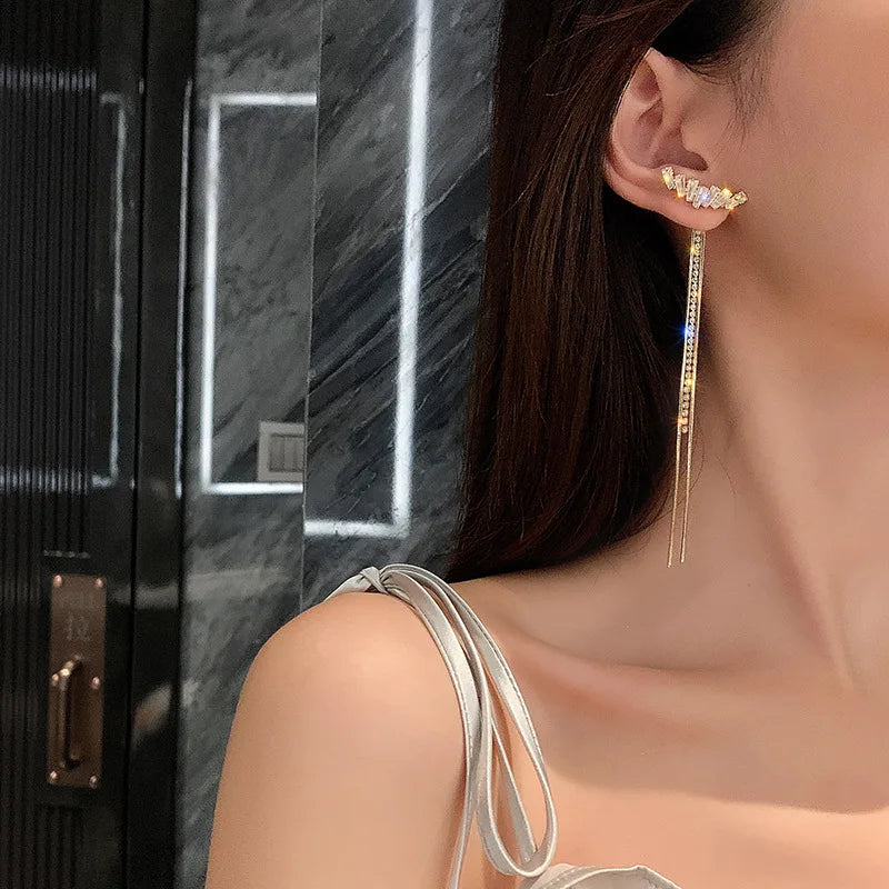 Rhinestone Tessel Drop Earrings