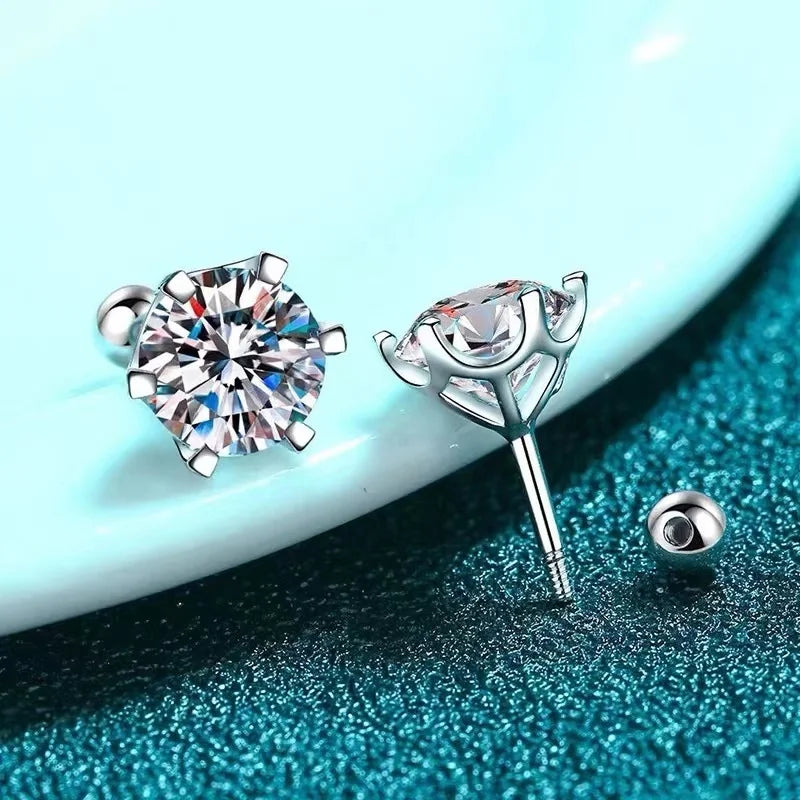 Moissanite Stud Earring - D Color 925 Sterling Silver for Women