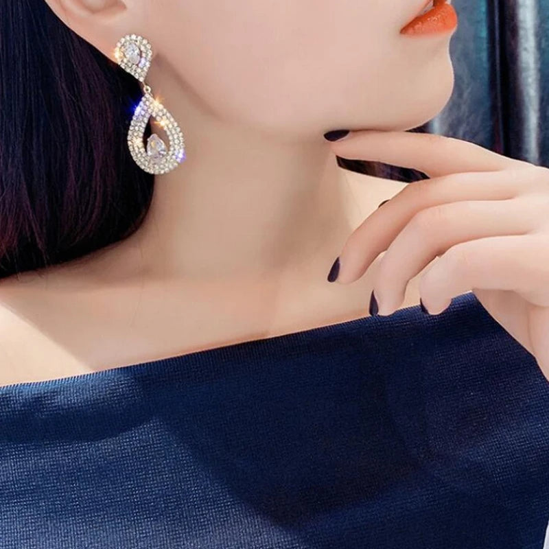 Rhinestone Tessel Drop Earrings