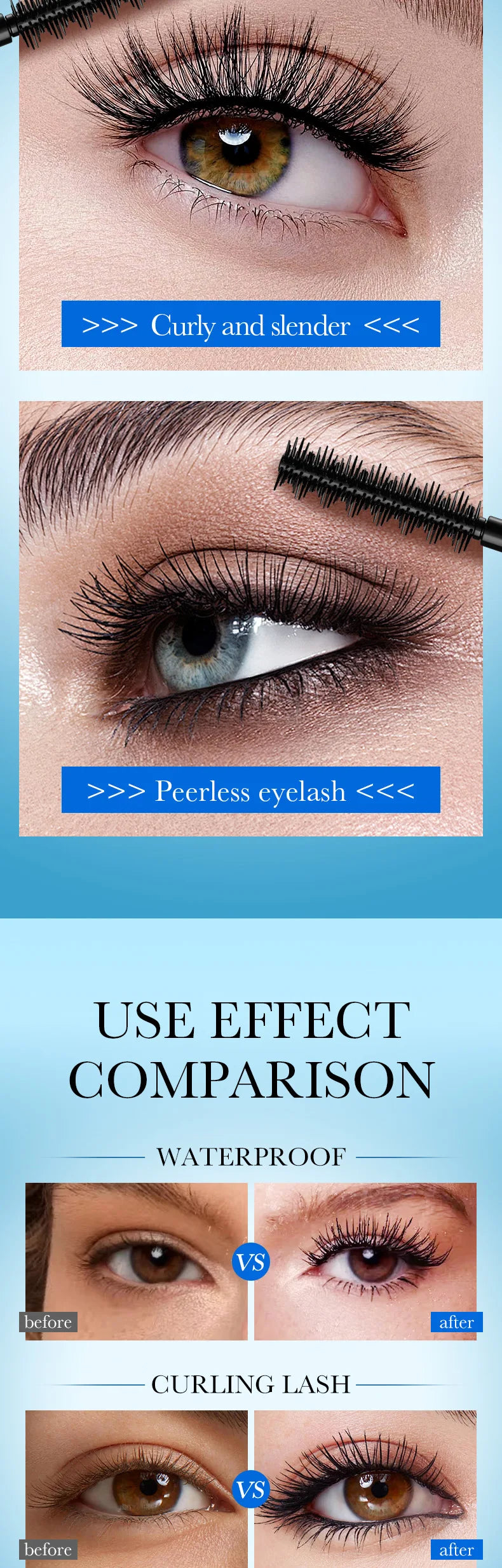 Waterproof Lengthening Mascara - Silk Fiber Formula for Volume & Length