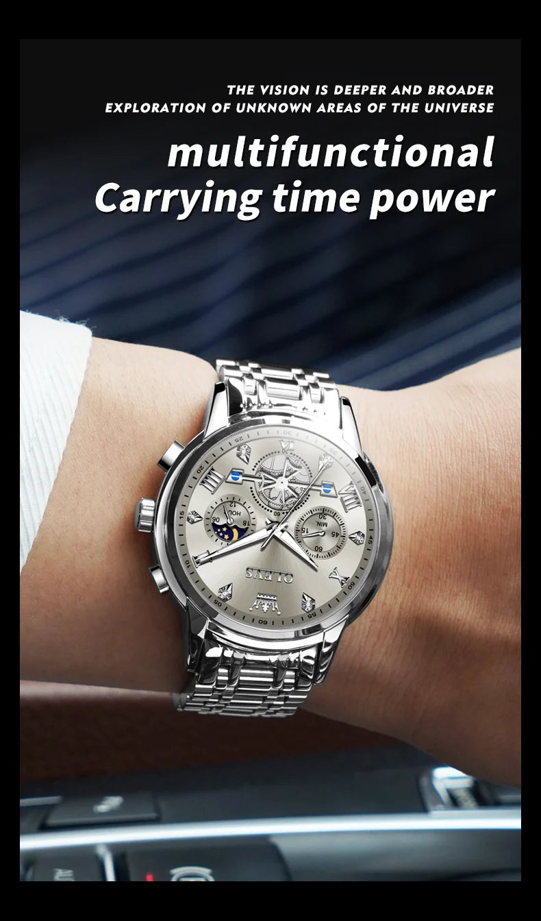 OLEVS Men's Classic Multifunctional Flywheel Automatic Watch -elegant & Precise