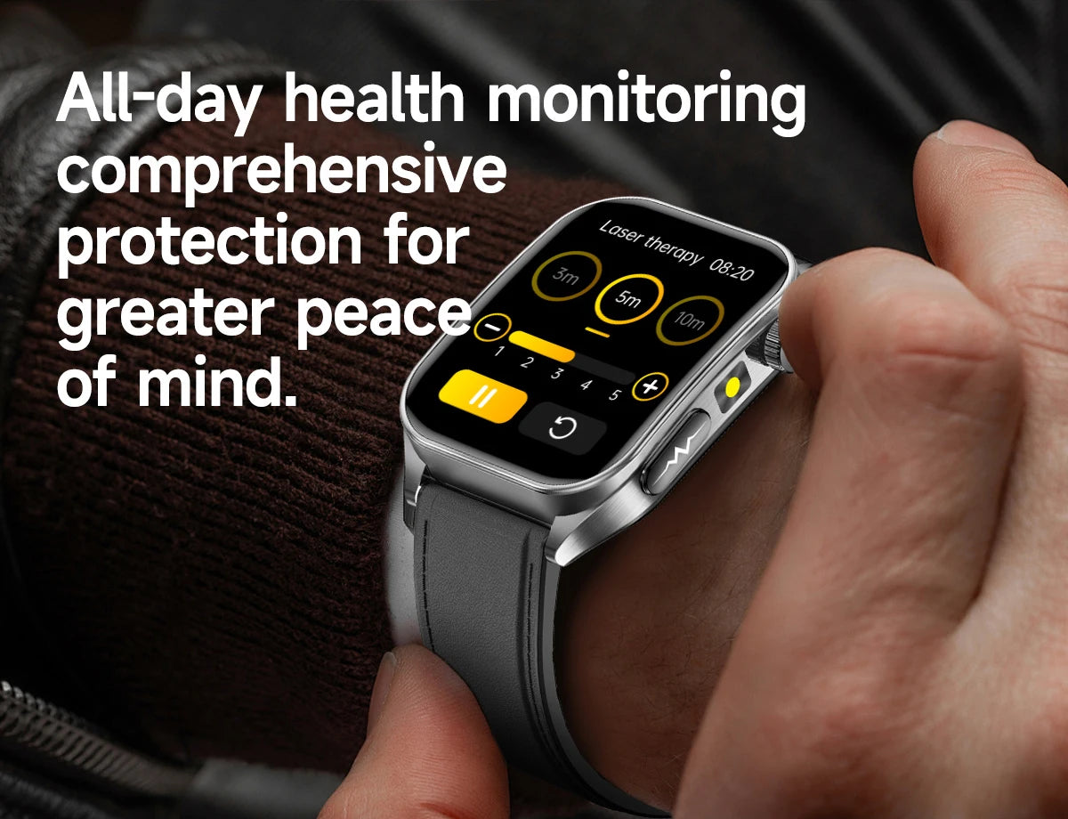 2025 Nursing Grade Laser Therapy Smartwatch- ECG PPG Blood Pressure Uric Acid Monitor
