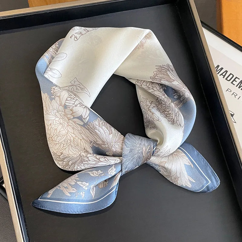 Luxury Print Satin Silk Square Scarf for Women Hijab Shawl & Elegant Wrap Accessory