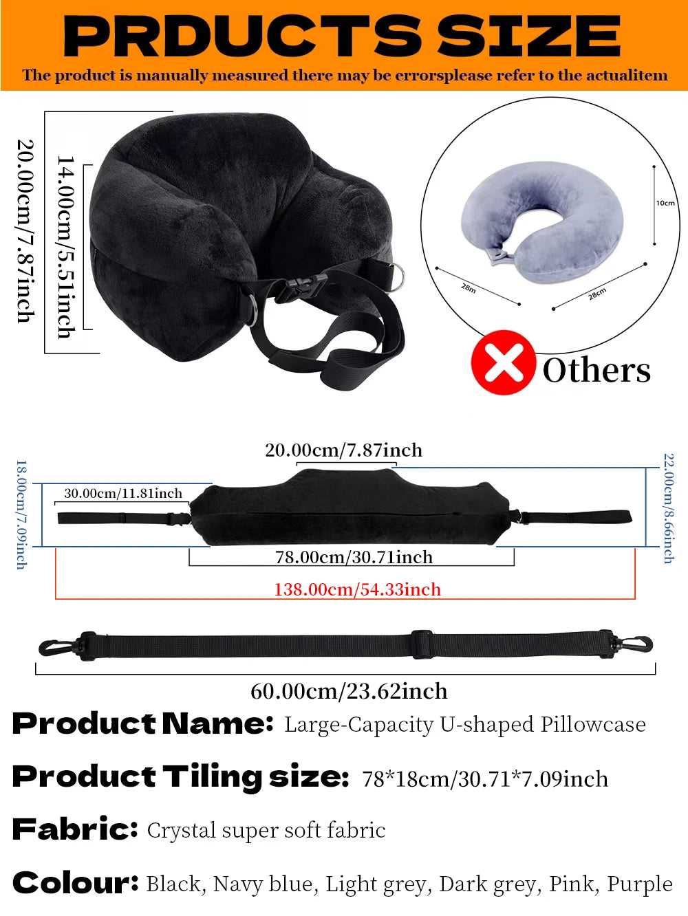 Adjustable U-Shaped Travel Neck Pillow - Comfortable Support Travel for Rest