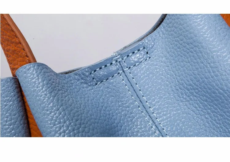 Genuine Leather Crossbody Tote Bag - Women's Shoulder Messenger Handbag