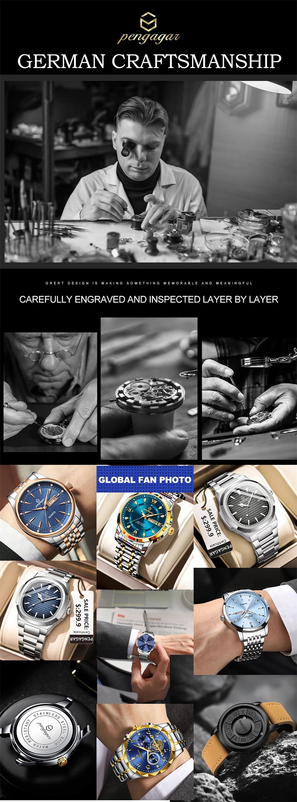 PAAZOMU Luxury Quartz Men's Watch Sport Waterproof Wristwatch