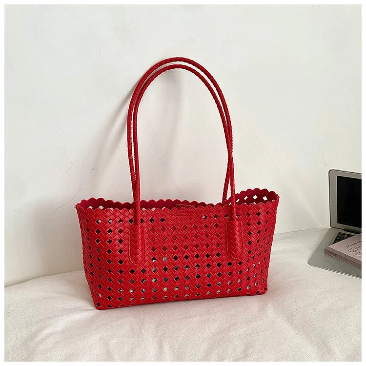 Women's Woven Shoulder Bag - Luxury Designer Tote Purse Handbag