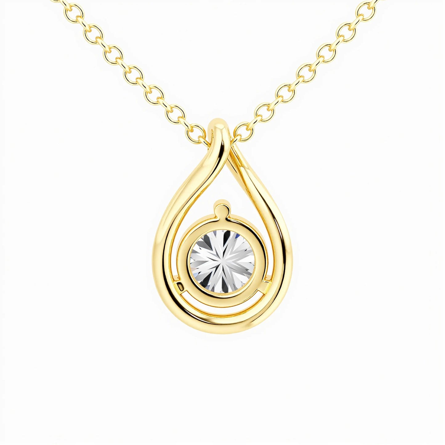 14K Gold Plated Pear Moissanite Solitaire Pendant Necklace Diamond Certificate Included