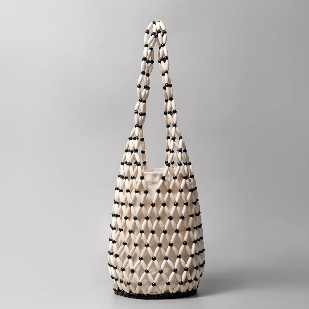 Women's Woven Bucket Bag- Hollow Out Beach Tote Shoulder Handbag