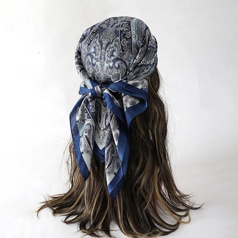 Bohemian Luxury Silk Square Scarf for Women Designer Print Shawl & Versatile Wrap